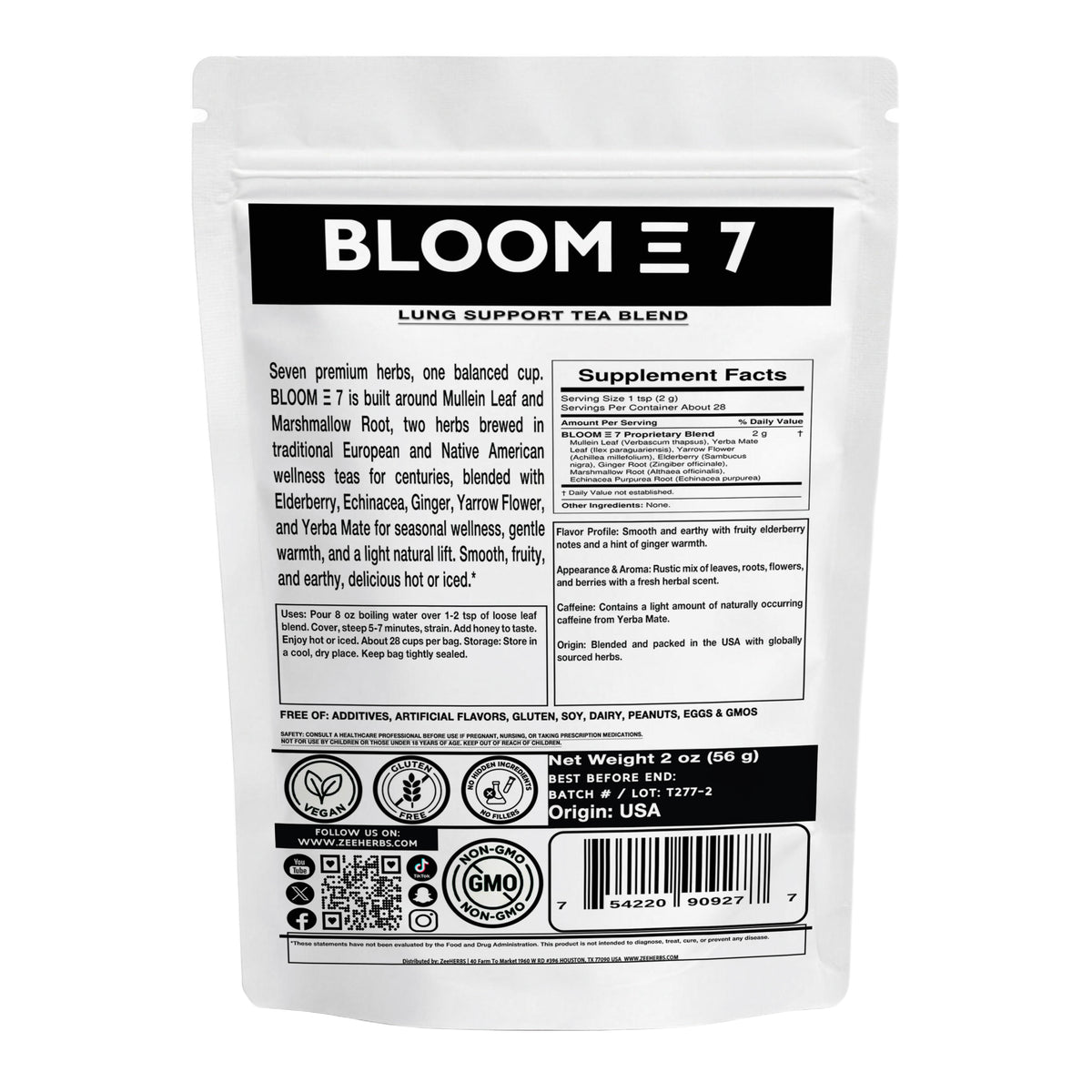 BLOOM Ξ 7 Lung Support Tea Blend Loose Leaf - 2 oz (56g)