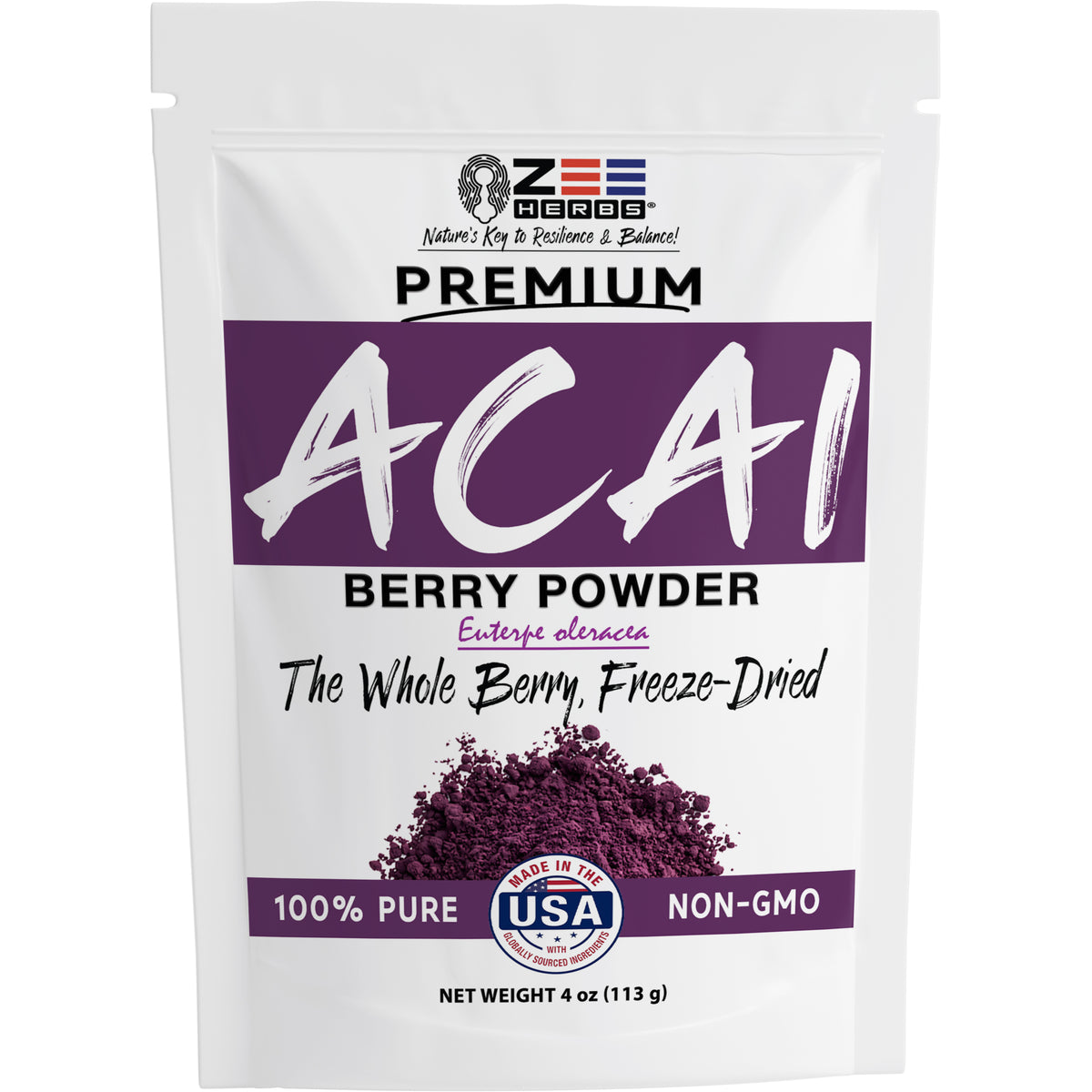 Freeze-Dried Acai Berry Powder - 100% Pure Whole Berry Superfood for Smoothies & Bowls