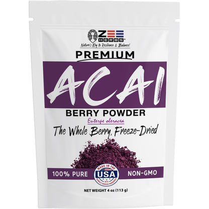 Freeze-Dried Acai Berry Powder - 100% Pure Whole Berry Superfood for Smoothies & Bowls